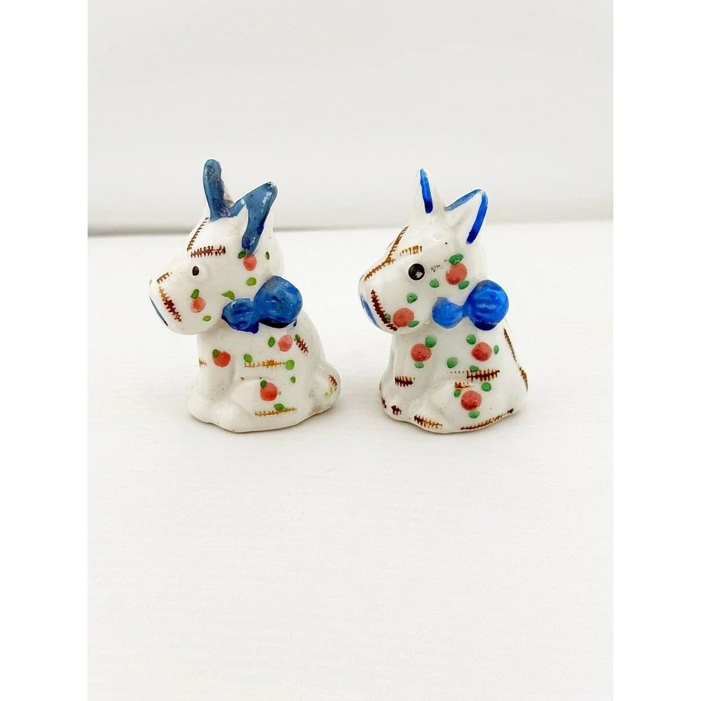 Vintage Japanese ceramic Scotty dog salt & pepper shakers